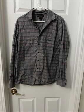 Marc Anthony Men's Gray Plaid Long-Sleeve Button-Down Shirt